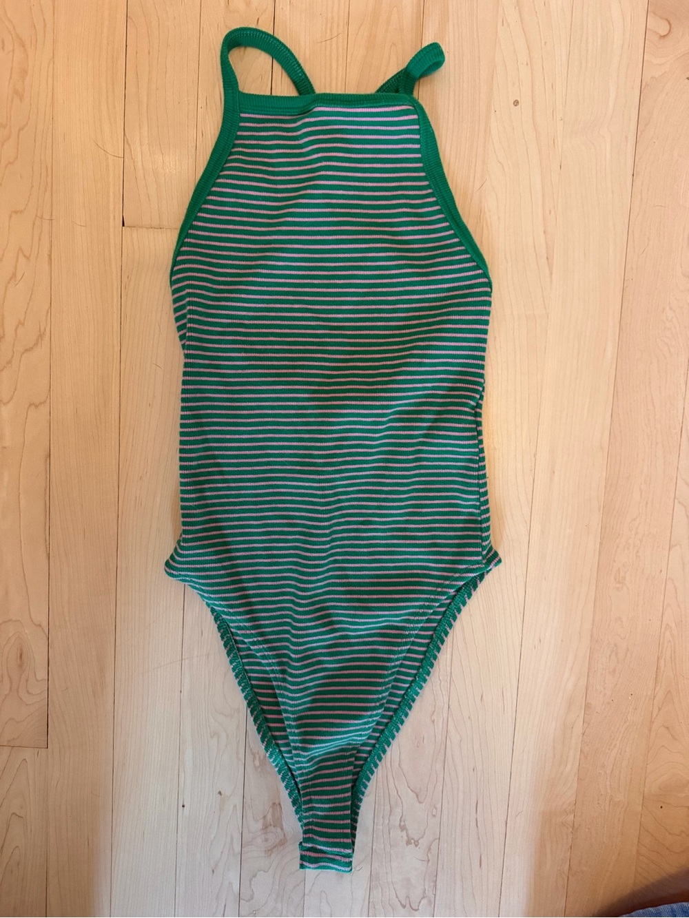 Zara Green and White Striped One-Piece 100% cotton